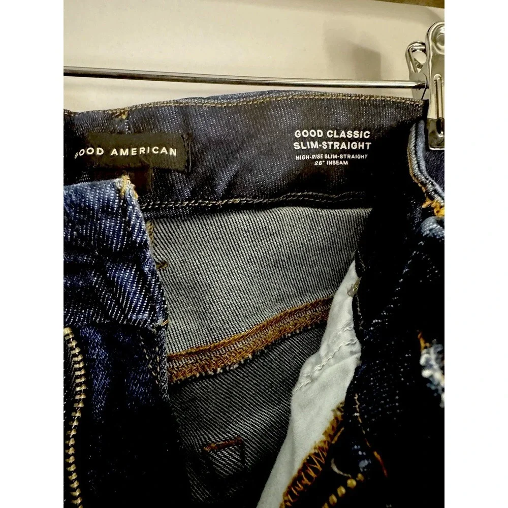 Good American Good Classic Slim Straight Jeans‎ NWT Size 15 Dark Wash 28
